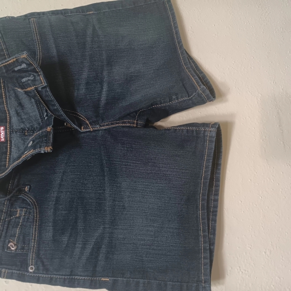 Blue Skorts with Denim Look and Classic Stitching